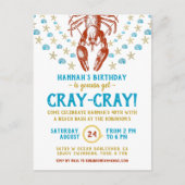 verjaardagsfeestje | Nautisch strand rivierkreeft  Uitnodiging Briefkaart (Voorkant)