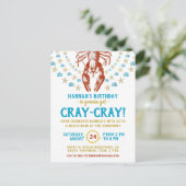 verjaardagsfeestje | Nautisch strand rivierkreeft  Uitnodiging Briefkaart (Staand voorkant)