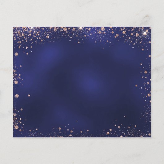 Verjaardagsfeestje navy blue roze budget save date flyer (Achterkant)