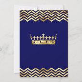 Verjaardagsfeestje Navyblauw Gouden Kroon Chevron Kaart (Achterkant)