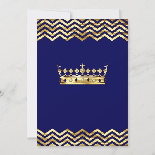 Verjaardagsfeestje Navyblauw Gouden Kroon Chevron Kaart (Achterkant)
