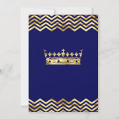 Verjaardagsfeestje Navyblauw Gouden Kroon Chevron Kaart (Achterkant)