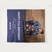Verjaardagsfeestje navyblauw witte fotoman wandkleed (Voorkant (horizontaal))
