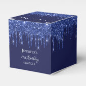 Verjaardagsfeestje navyblauw witte glitterspetters bedankdoosjes (Voorkant Zijde)