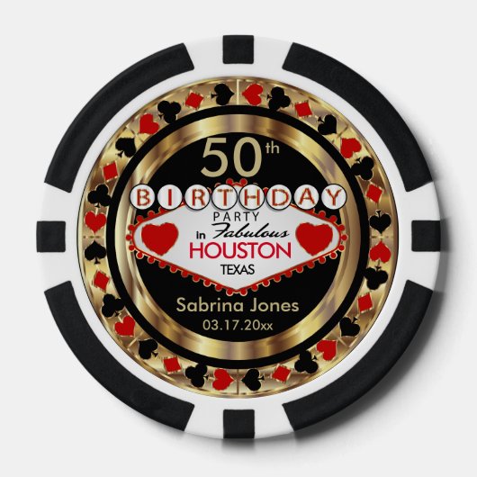 Verjaardagsfeestje Nodig Rode Poker Chips (Voorkant)