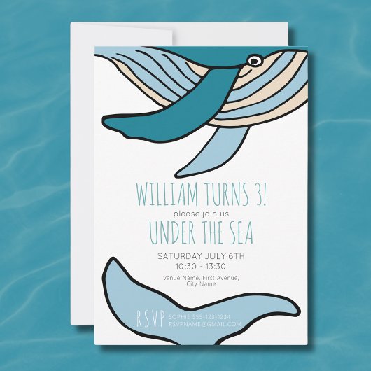 Verjaardagsfeestje Ocean Whale Boys Kaart