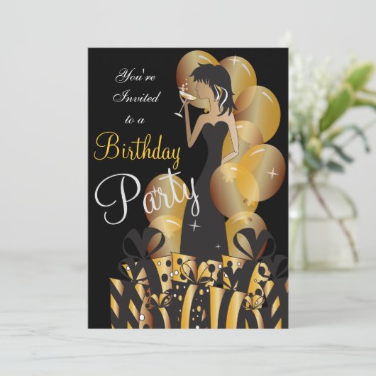 Verjaardagsfeestje of vrijgezellenfeest Cocktail M Kaart (Staand voorkant)