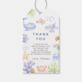 Verjaardagsfeestje onderzee thank you cadeaulabel