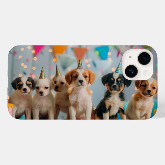 Verjaardagsfeestje ontwerp met schattige puppy's Case-Mate iPhone case (Achterkant (horizontaal))