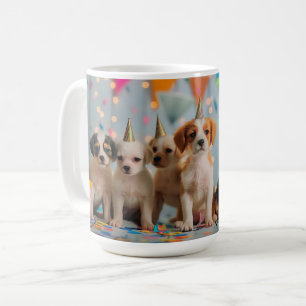 Verjaardagsfeestje ontwerp met schattige puppy's koffiemok