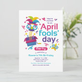 Verjaardagsfeestje op 1 april kaart (Staand voorkant)