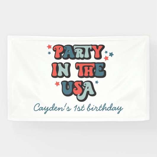 Verjaardagsfeestje op 4 juli in de VS Spandoek (Horizontaal)