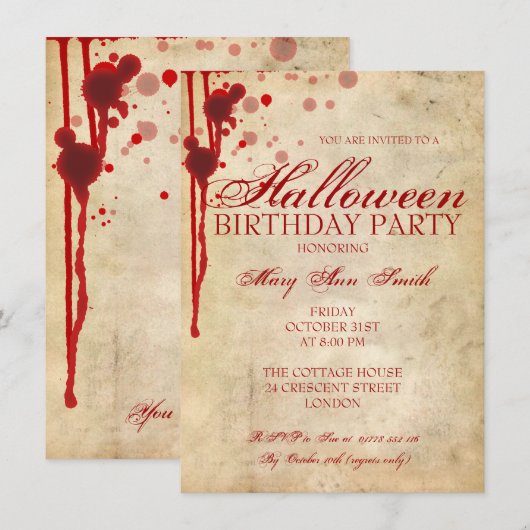 Verjaardagsfeestje op Halloween Kaart (Voorkant / Achterkant)