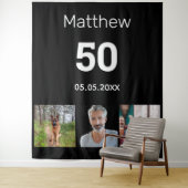 Verjaardagsfeestje op maat gemaakte foto monogram wandkleed (In situ)