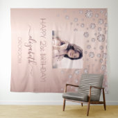 Verjaardagsfeestje op maat gemaakte foto roze goud wandkleed (In Situ (horizontaal))