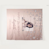 Verjaardagsfeestje op maat gemaakte foto roze goud wandkleed (Voorkant (horizontaal))