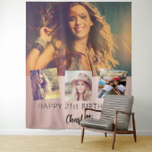 Verjaardagsfeestje op maat gemaakte fotocollage ro wandkleed (In situ)