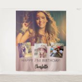 Verjaardagsfeestje op maat gemaakte fotocollage ro wandkleed (Voorkant)