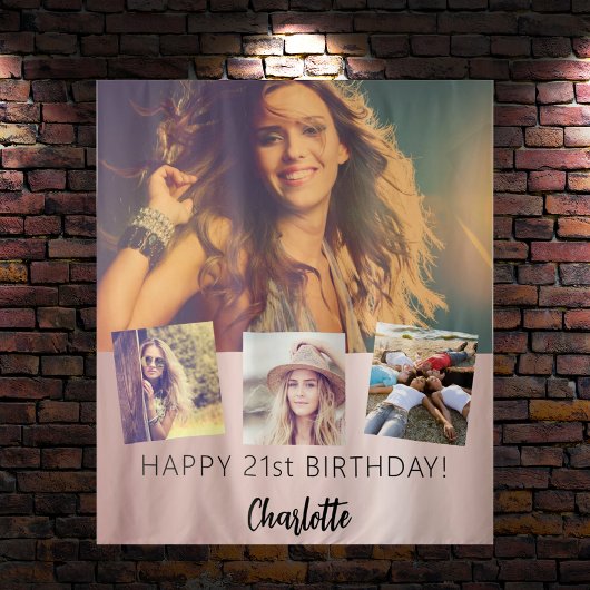 Verjaardagsfeestje op maat gemaakte fotocollage ro wandkleed