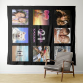 Verjaardagsfeestje op maat gemaakte fotocollage ro wandkleed (In Situ (horizontaal))