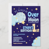 Verjaardagsfeestje Over de Maan Whimsical Hemels Kaart (Voorkant)