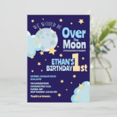 Verjaardagsfeestje Over de Maan Whimsical Hemels Kaart (Staand voorkant)
