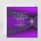 Verjaardagsfeestje Paars Zilver Jewel Kaart (Achterkant)