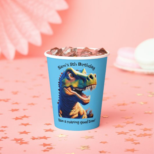 Verjaardagsfeestje papieren beker. Dinosaurus. Bew Bekers (Insitu)