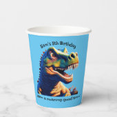 Verjaardagsfeestje papieren beker. Dinosaurus. Bew Bekers (Achterkant)