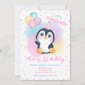 Verjaardagsfeestje Penguin Winter Kaart (Voorkant)