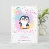Verjaardagsfeestje Penguin Winter Kaart (Staand voorkant)