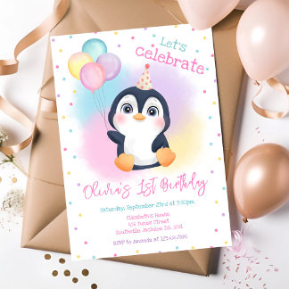 Verjaardagsfeestje Penguin Winter Kaart
