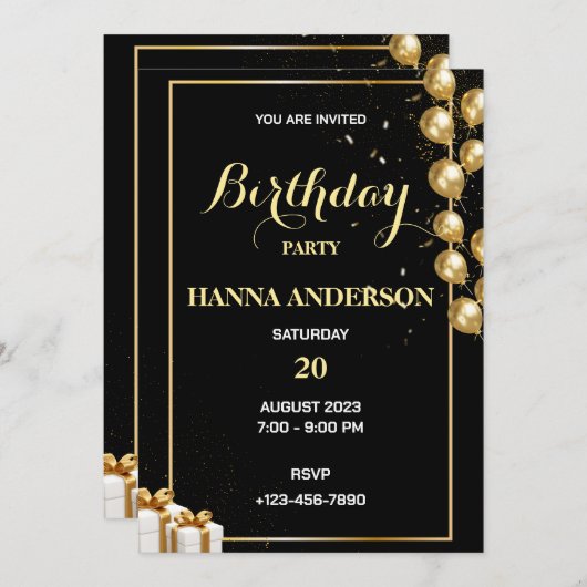 Verjaardagsfeestje Personaliseer uitnodiging (Voorkant / Achterkant)