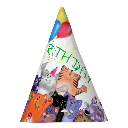 Verjaardagsfeestje Pet Happy Cat Party - Jouw teks Feesthoedjes (Rechts)