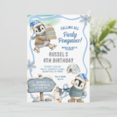 Verjaardagsfeestje Pinguïn Arctisch Dier Kaart (Staand voorkant)