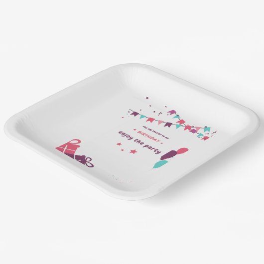 verjaardagsfeestje plastic bord (Gebogen)