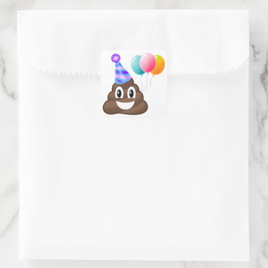Verjaardagsfeestje Poep Emoji Sticker (Tas)