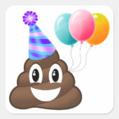 Verjaardagsfeestje Poep Emoji Sticker (Voorkant)