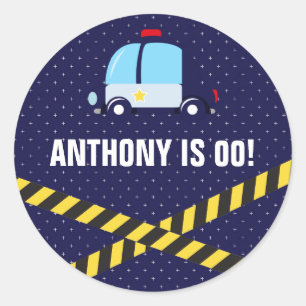 Verjaardagsfeestje politie thema cadeautje voor ga ronde sticker