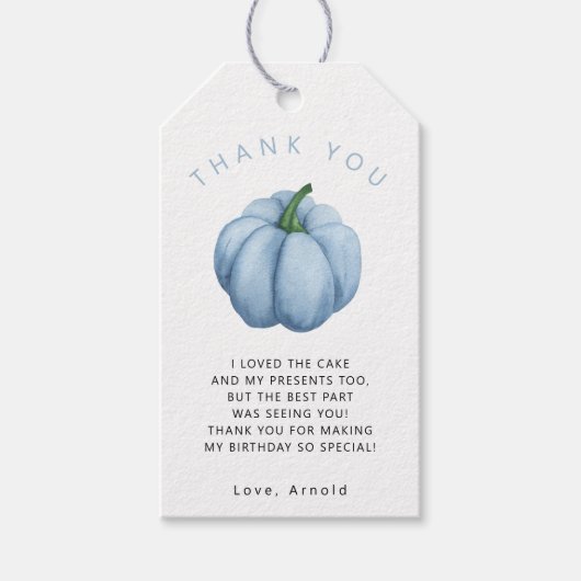 Verjaardagsfeestje pompoen dank je cadeaulabel (Voorkant)