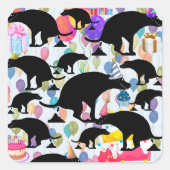 Verjaardagsfeestje Pooping Dog Vierkante Sticker (Voorkant)