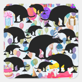 Verjaardagsfeestje Pooping Dog Vierkante Sticker