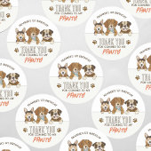 Verjaardagsfeestje puppy hond bedankt ronde sticker