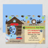 verjaardagsfeestje puppy kaart (Voorkant / Achterkant)