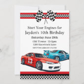 Verjaardagsfeestje raceauto, uitnodiging 10e verja (Voorkant)