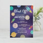 Verjaardagsfeestje raket Blast Off Space Galaxy Kaart (Staand voorkant)