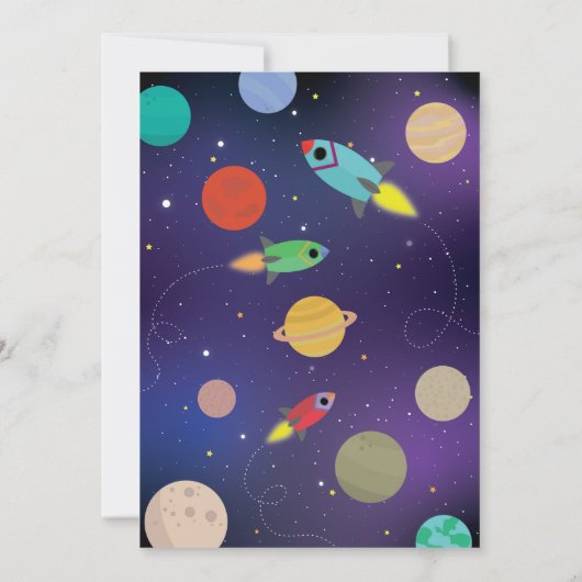 Verjaardagsfeestje raket Blast Off Space Galaxy Kaart (Achterkant)