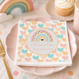 Verjaardagsfeestje Regenboog & Hartjes 1 jaar Servet