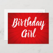 Verjaardagsfeestje Rode Zonneschijn Briefkaart (Voorkant / Achterkant)