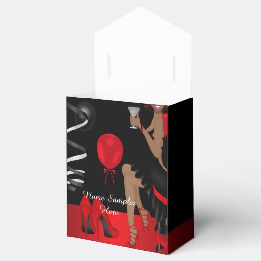 Verjaardagsfeestje Rood Zwart Schoen Hoge Hakken F Bedankdoosjes (Geopend)